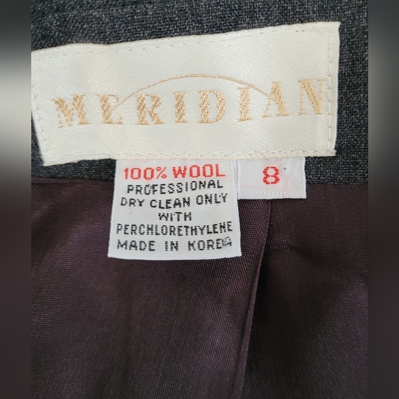 Meridian Vintage Ladies 100% Gray Wool Straight Skirt Knee Length Classic Fit Re - Picture 3 of 3